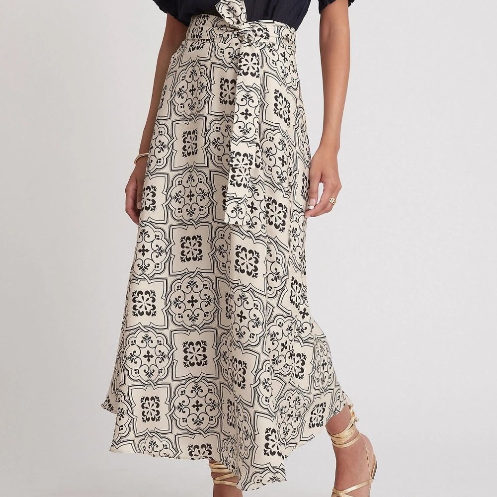 Ann Taylor Tiled Tie Waist Maxi Skirt